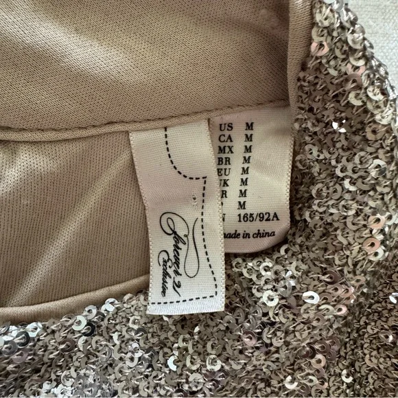 Forever 21 Exclusive Sequin Mini Dress – Silver & Champagne, Size Medium - Picture 9 of 11